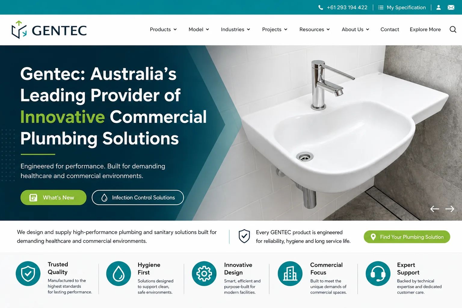 Gentec - Commercial plumbing website