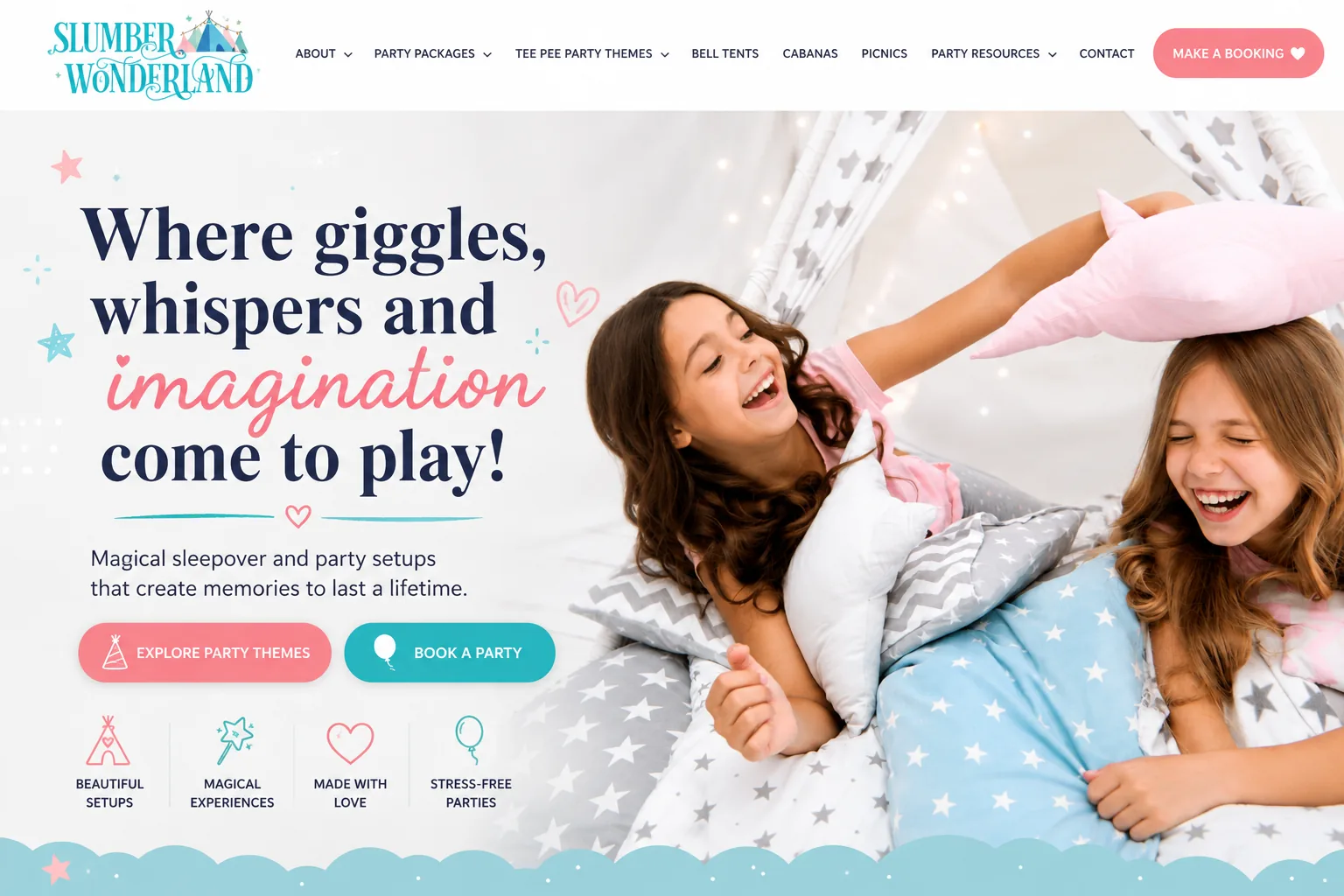 Slumber Wonderland - Party bookings website